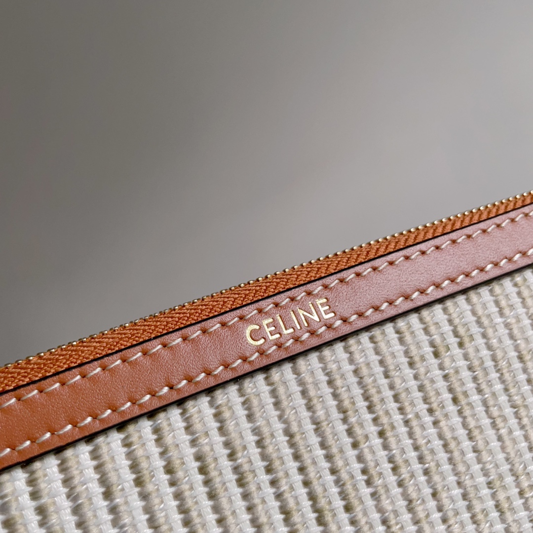 Celine SMALL POUCH WITH STRAP in TEXTILE WITH TRIOMPHE PRINT AND CALFSKIN 7 Celine SMALL POUCH WITH STRAP in TEXTILE WITH TRIOMPHE PRINT AND CALFSKIN - Image 7