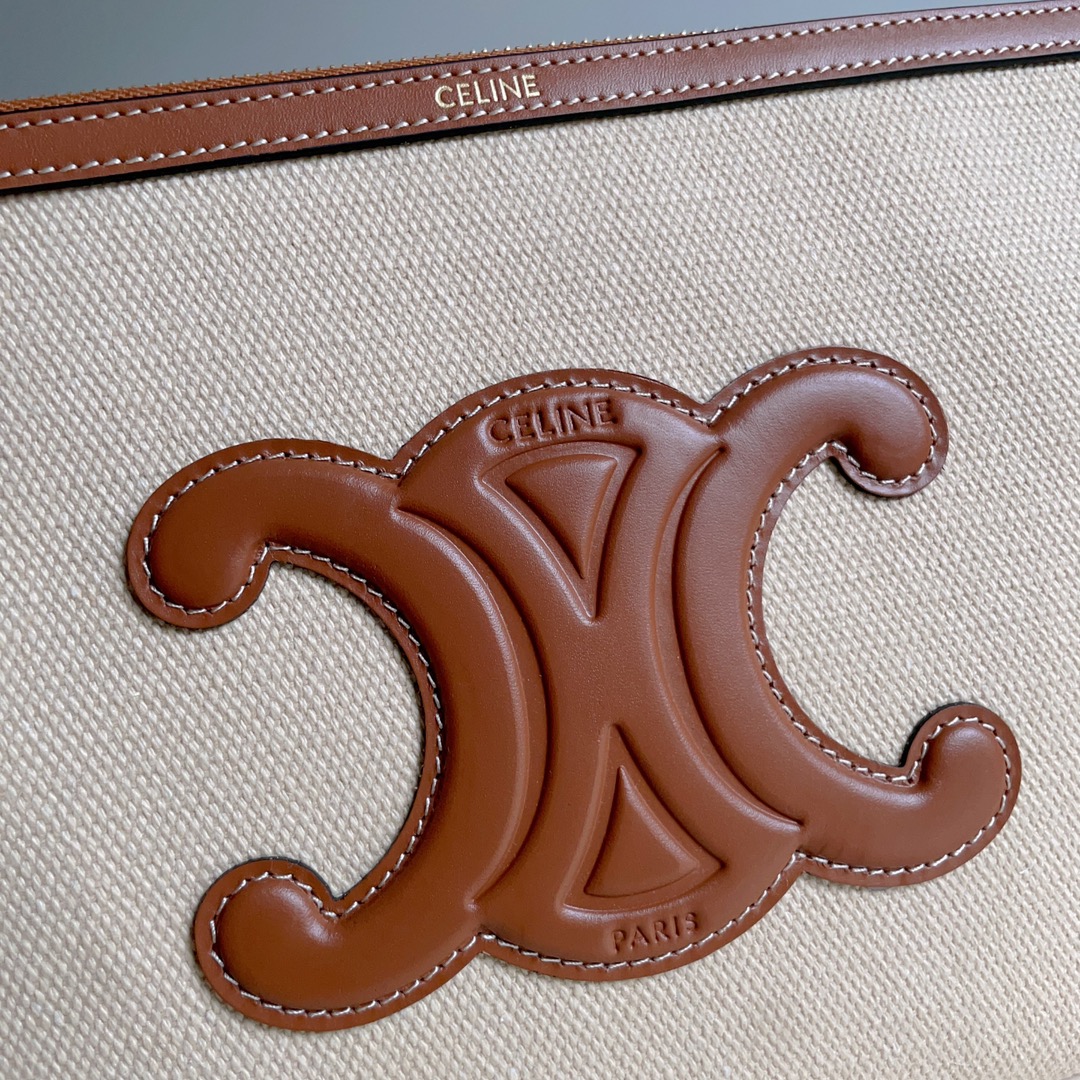 Celine SMALL POUCH WITH STRAP in TEXTILE WITH TRIOMPHE PRINT AND CALFSKIN 6 Celine SMALL POUCH WITH STRAP in TEXTILE WITH TRIOMPHE PRINT AND CALFSKIN - Image 6