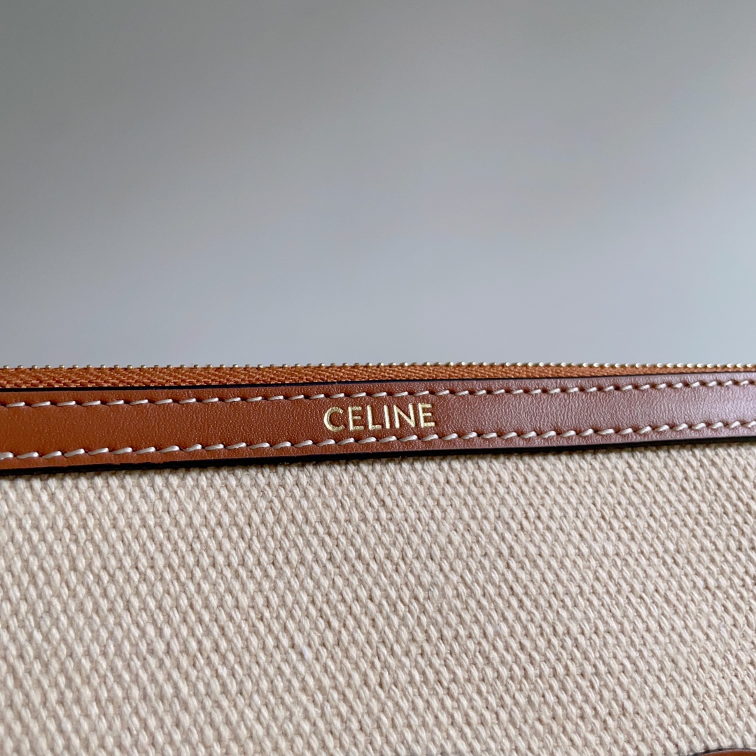 Celine SMALL POUCH WITH STRAP in TEXTILE WITH TRIOMPHE PRINT AND CALFSKIN 7 Celine SMALL POUCH WITH STRAP in TEXTILE WITH TRIOMPHE PRINT AND CALFSKIN - Image 7