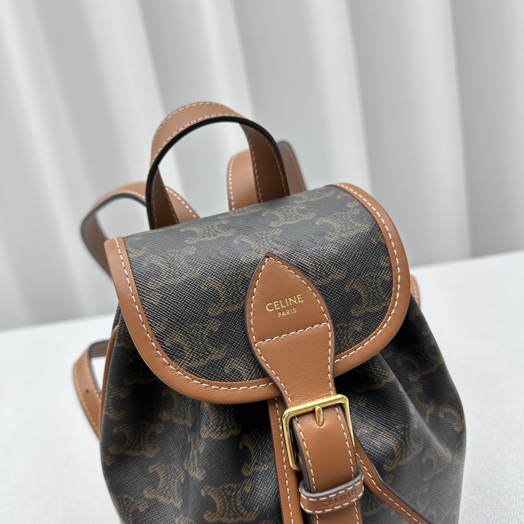 Celine MINI BACKPACK FOLCO in Triomphe Canvas and calfskin 5 Celine MINI BACKPACK FOLCO in Triomphe Canvas and calfskin - Image 5