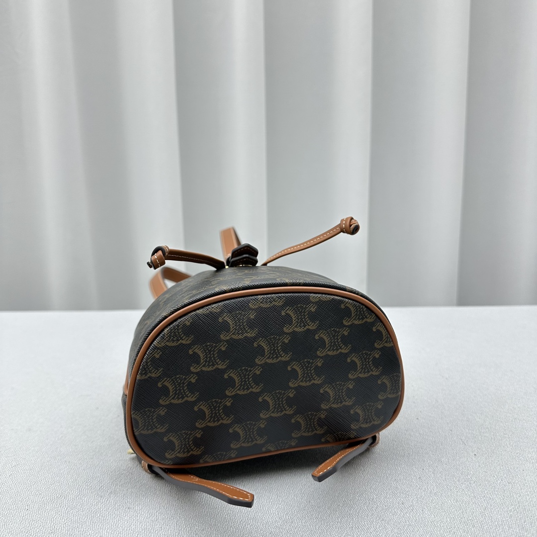 Celine MINI BACKPACK FOLCO in Triomphe Canvas and calfskin 4 Celine MINI BACKPACK FOLCO in Triomphe Canvas and calfskin - Image 4