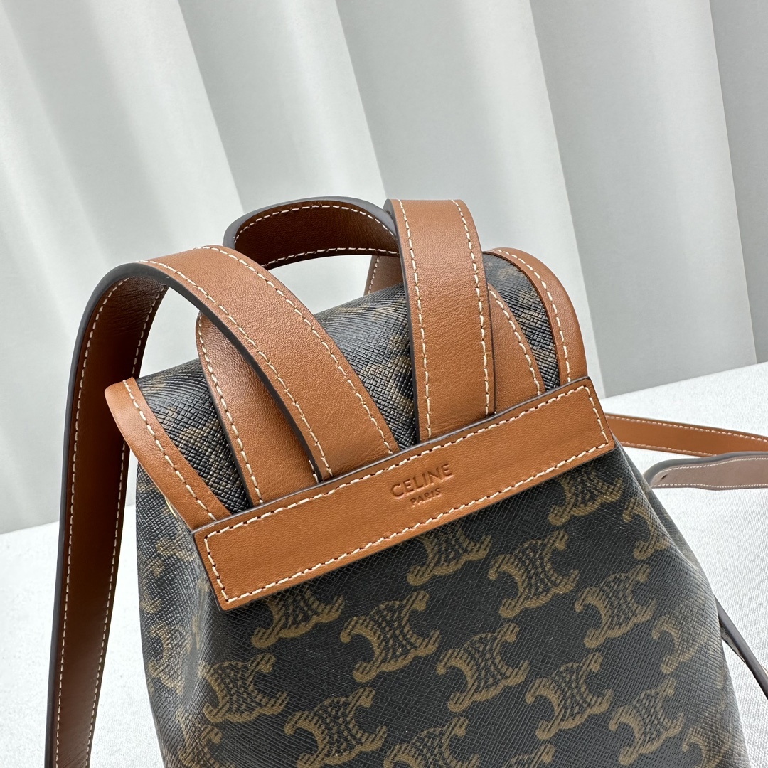 Celine MINI BACKPACK FOLCO in Triomphe Canvas and calfskin 7 Celine MINI BACKPACK FOLCO in Triomphe Canvas and calfskin - Image 7