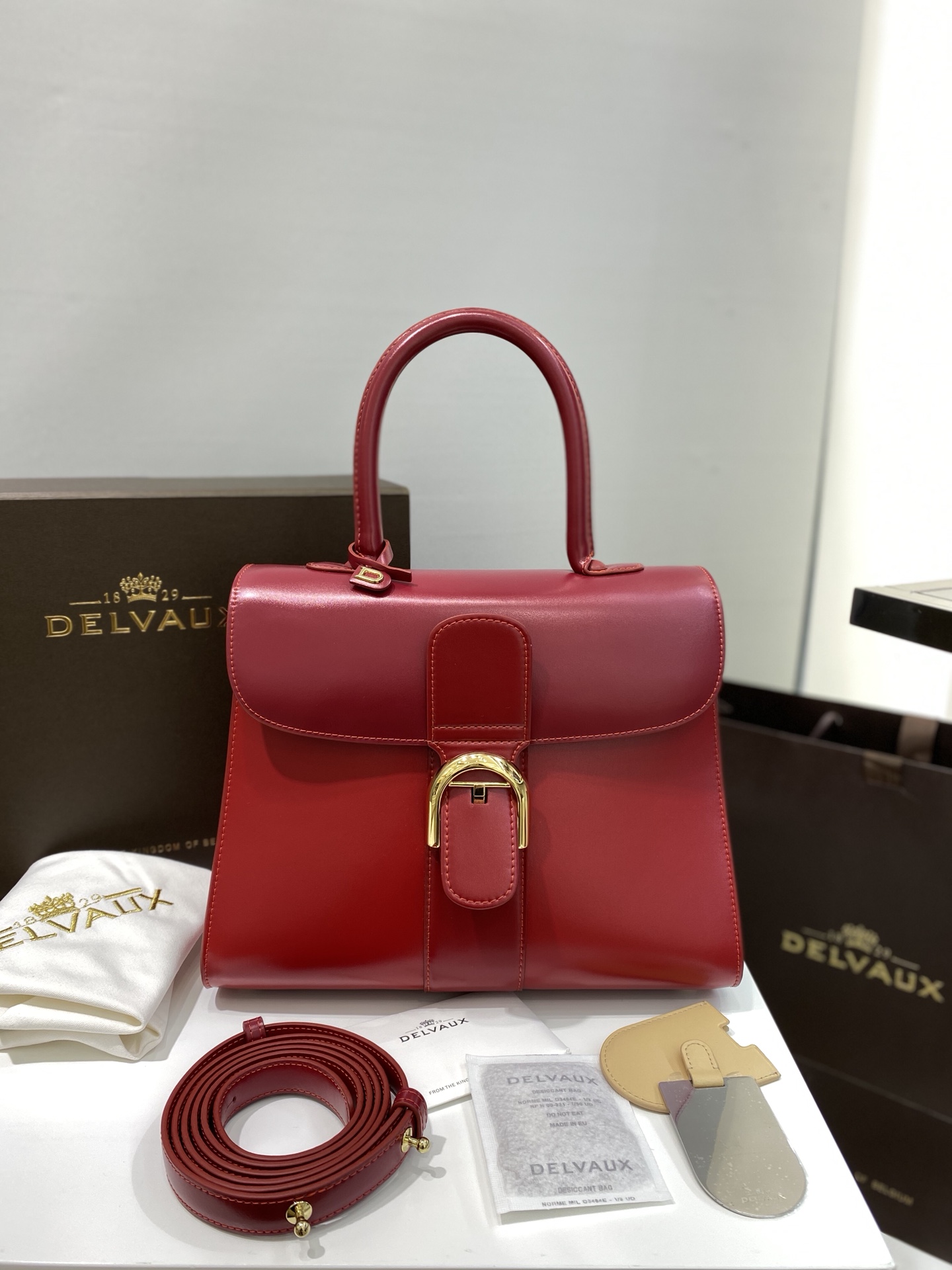 Delvaux Ode to Joy Andy (Liu Tao) Top quality original De lvaux brillant box leather 28cm Indian red three-color matching in stock size 28cm 9 Delvaux Ode to Joy Andy (Liu Tao) Top quality original De lvaux brillant box leather 28cm Indian red three-color matching in stock size 28cm - Image 9