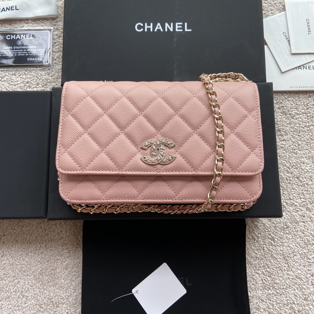 CHANEL Pink fine ball light gold w20×h13×d3.5cm