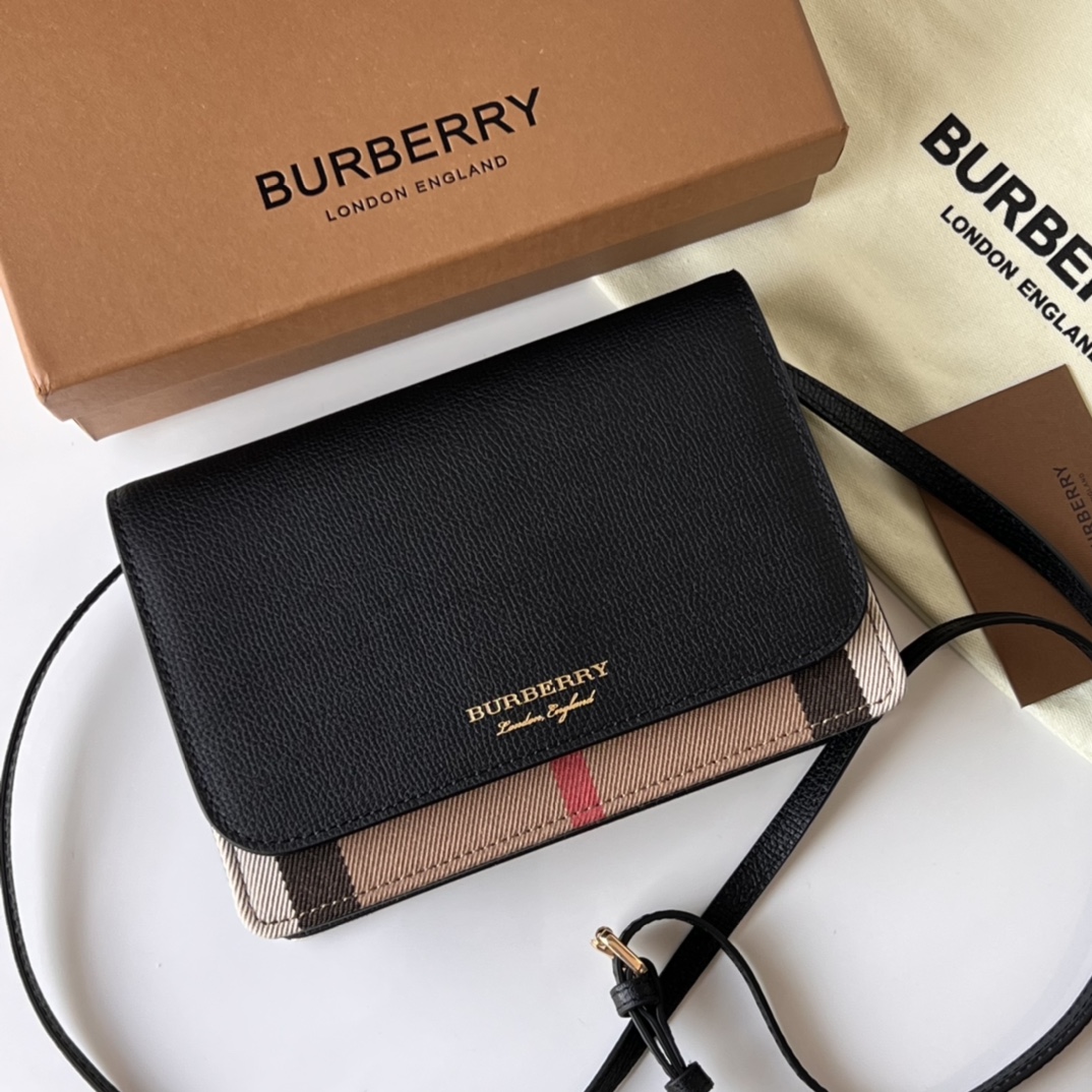 Burberry New counter model (leather shoulder strap) House plaid grained leather crossbody bag ➰Top original small shoulder bag and handbag dual-purpose size 19cm*13.5cm*5cm 9 Burberry New counter model (leather shoulder strap) House plaid grained leather crossbody bag ➰Top original small shoulder bag and handbag dual-purpose size 19cm*13.5cm*5cm - Image 9
