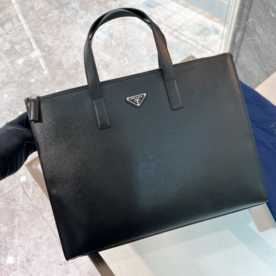 Prada 2VG039 Imported Saffiano cross-grain leather Classic triangular enamel logo 40*30*9cm