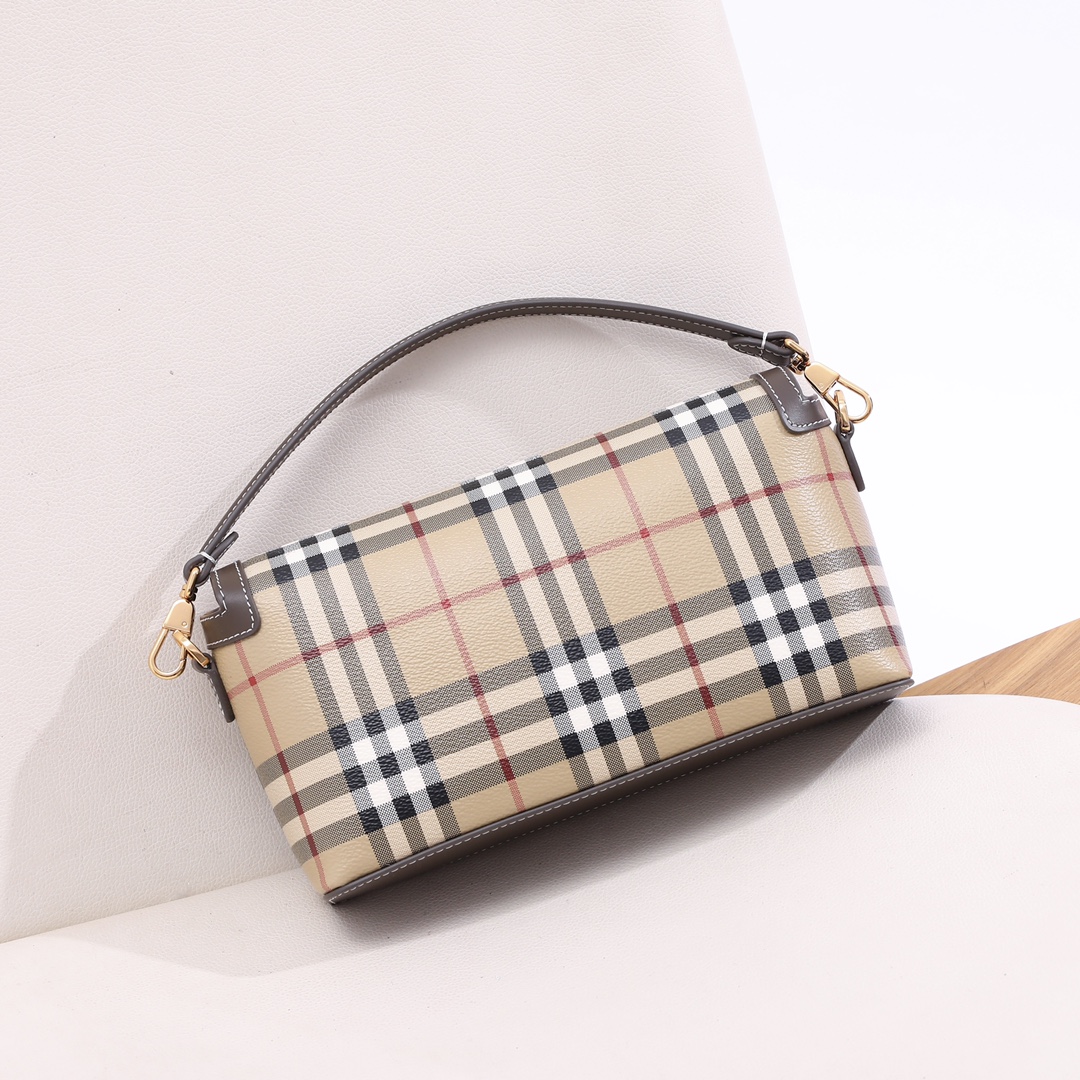 Burberry Baguette bag🥖New color new colour~ Two bags, one pack, multiple uses, various styles, new color matching, birch brown plaid, both retro and high-end, salty or sweet (24×8x 14) 9 Burberry Baguette bag🥖New color new colour~ Two bags, one pack, multiple uses, various styles, new color matching, birch brown plaid, both retro and high-end, salty or sweet (24×8x 14) - Image 9