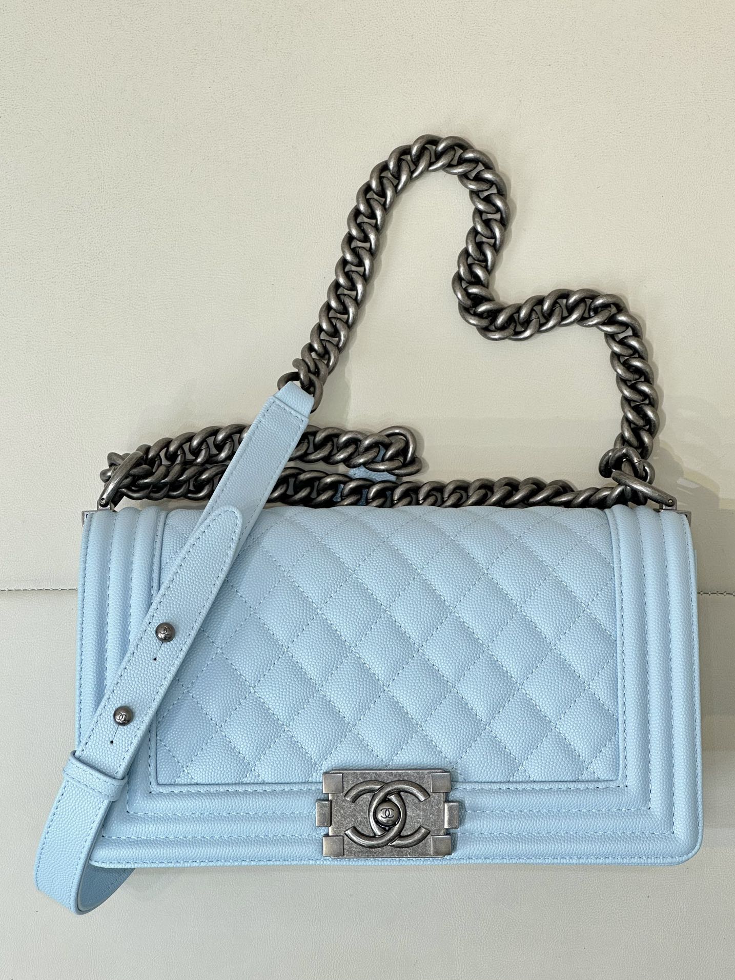 CHANEL Platinum version 67086 silver buckle