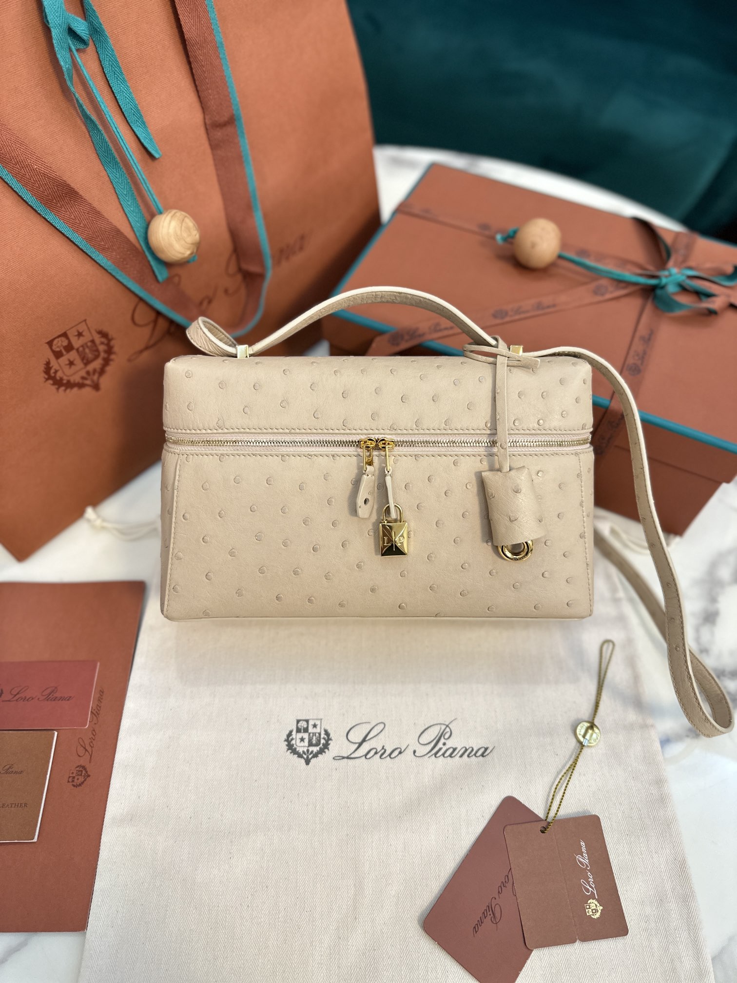 Loro Piana Extra bag 27 upgraded version High-end ostrich leather series | Premium all-steel hardware