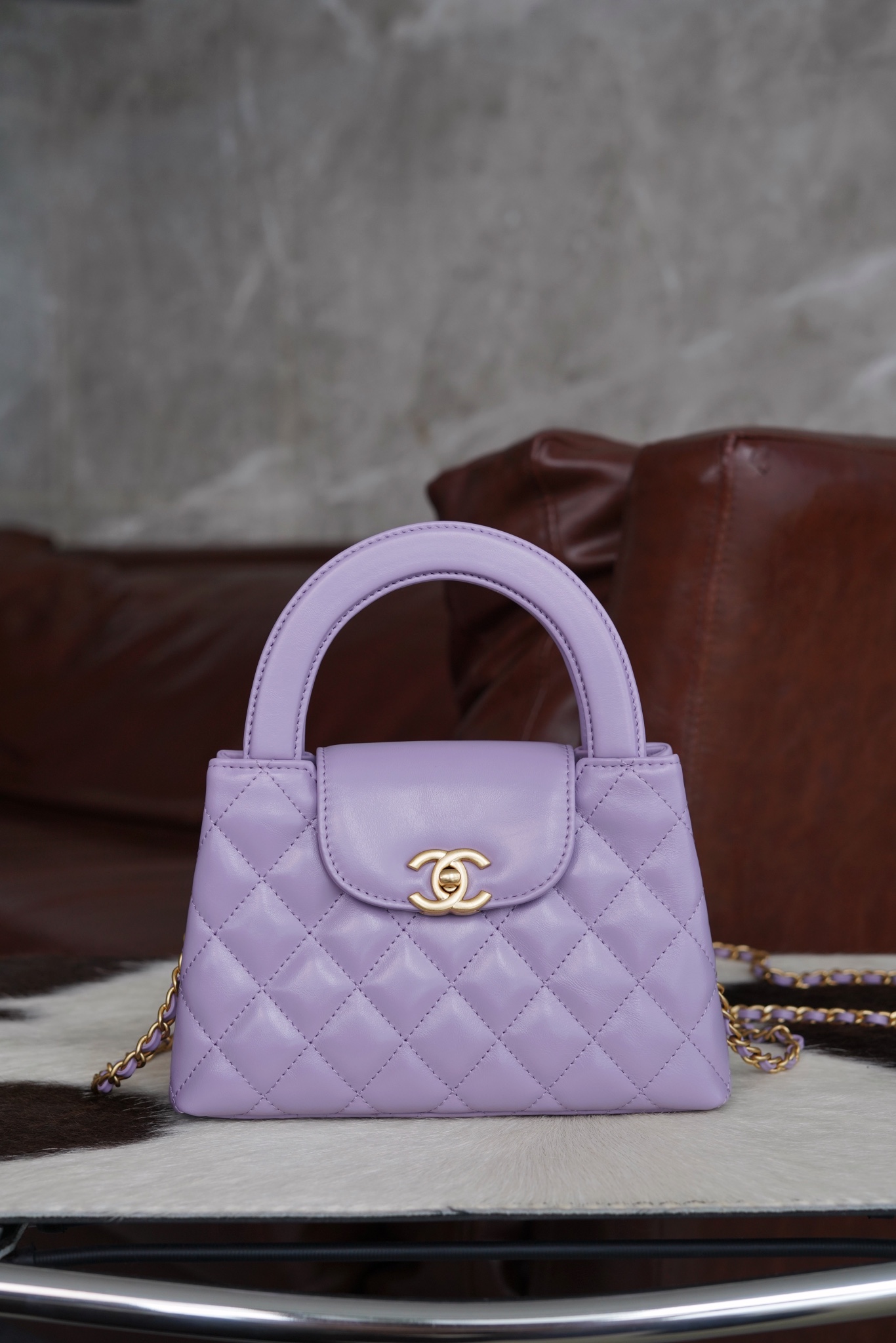 CHANEL Kelly handle bag large size taro purple 💜 The cutting department originally flows into the first-grade oil wax textured calfskin
