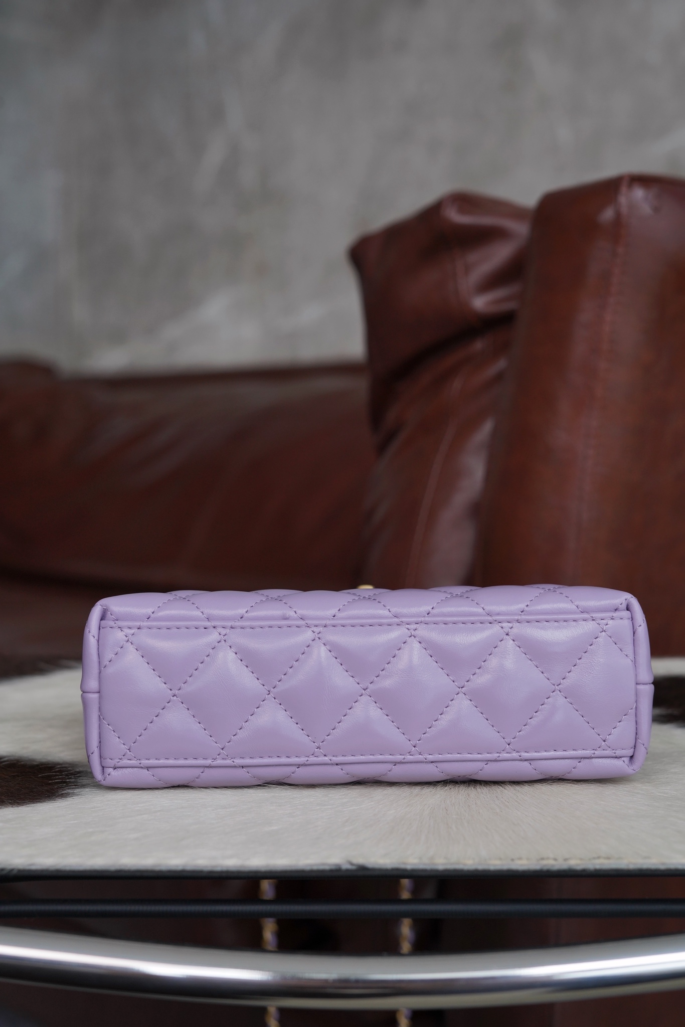 CHANEL Kelly handle bag large size taro purple 💜 The cutting department originally flows into the first-grade oil wax textured calfskin 15 CHANEL Kelly handle bag large size taro purple 💜 The cutting department originally flows into the first-grade oil wax textured calfskin - Image 15