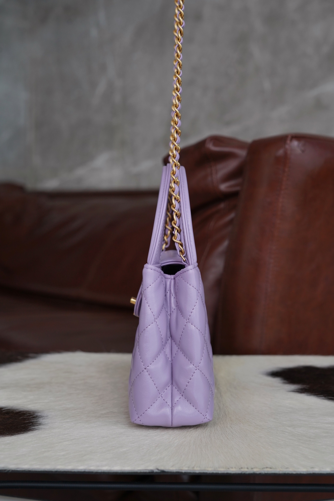 CHANEL Kelly handle bag large size taro purple 💜 The cutting department originally flows into the first-grade oil wax textured calfskin 16 CHANEL Kelly handle bag large size taro purple 💜 The cutting department originally flows into the first-grade oil wax textured calfskin - Image 16