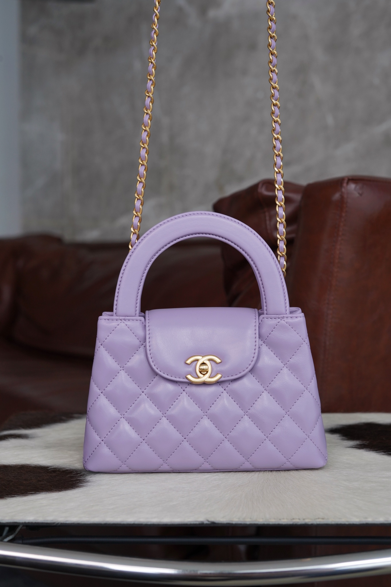 CHANEL Kelly handle bag large size taro purple 💜 The cutting department originally flows into the first-grade oil wax textured calfskin 18 CHANEL Kelly handle bag large size taro purple 💜 The cutting department originally flows into the first-grade oil wax textured calfskin - Image 18