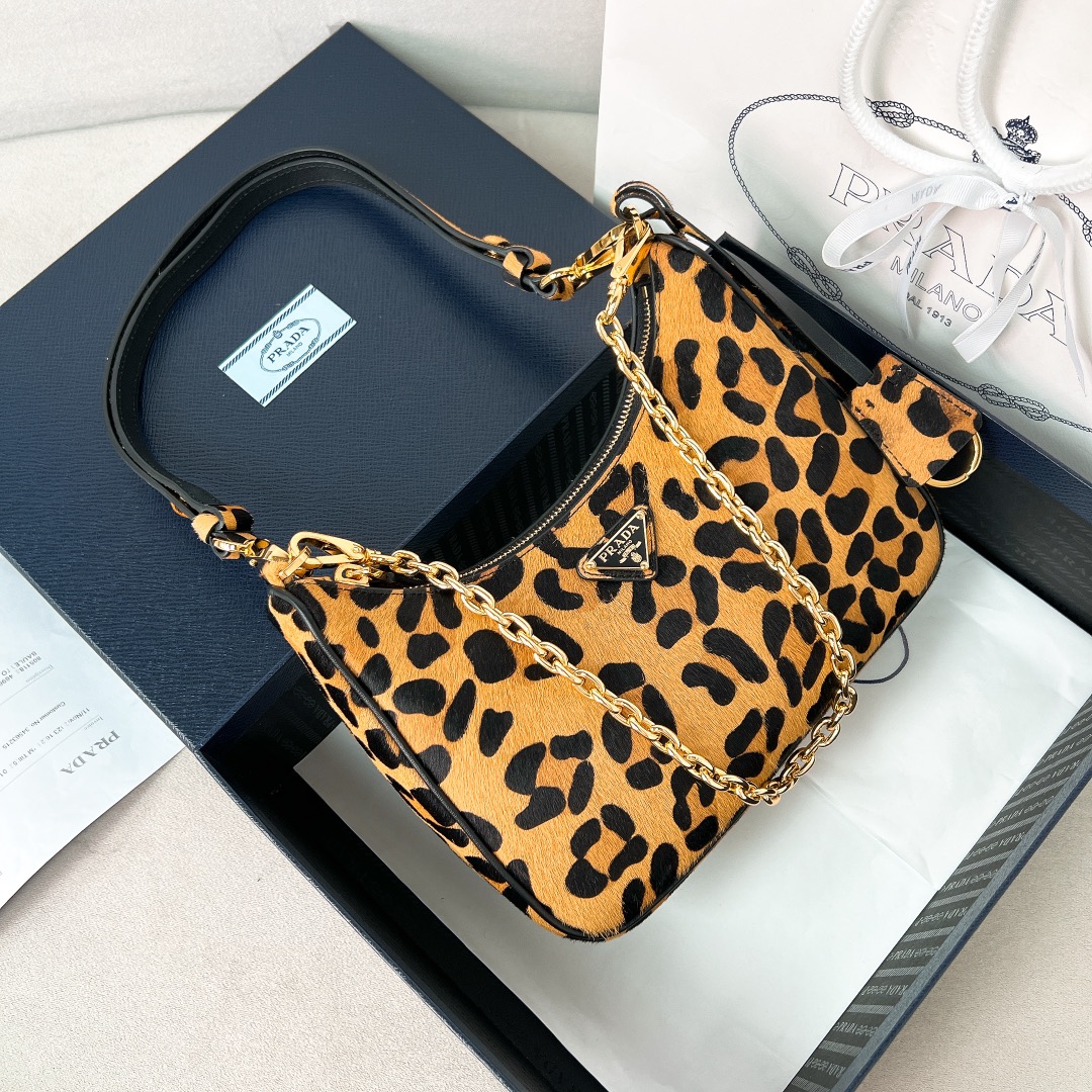 Prada launch Hobo leopard print underarm bag 1BC204 22*18*6cm