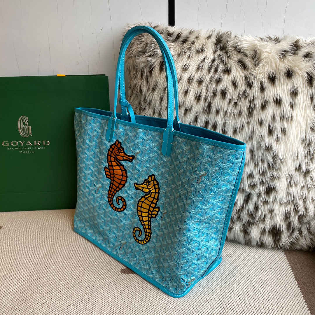 Goyard 24 spring and summer limited edition seahorse embroidered double-sided medium shopping bag tote bag shoulder handbag Size: 47X27X16cm 6 Goyard 24 spring and summer limited edition seahorse embroidered double-sided medium shopping bag tote bag shoulder handbag Size: 47X27X16cm - Image 6