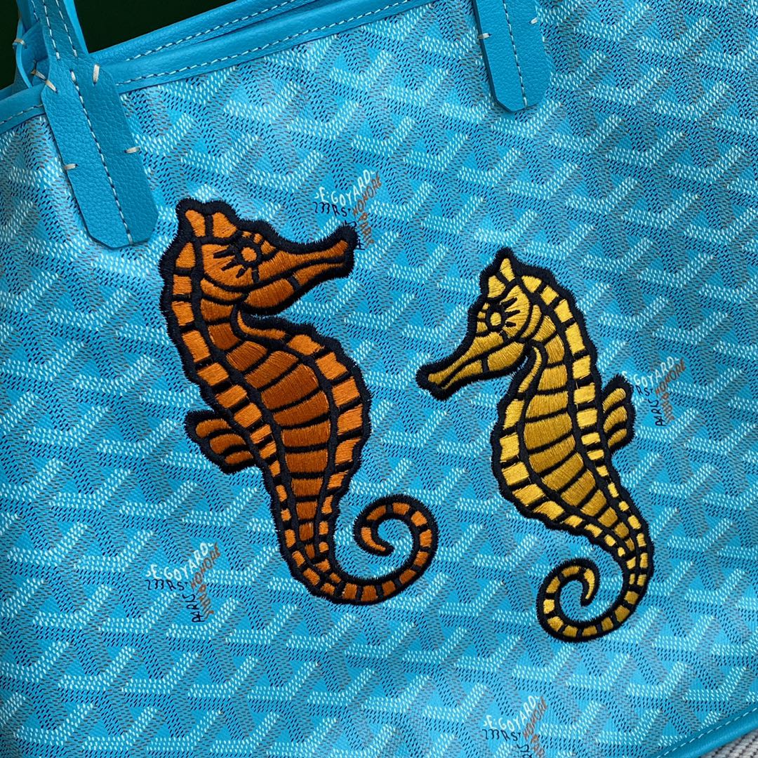 Goyard 24 spring and summer limited edition seahorse embroidered double-sided medium shopping bag tote bag shoulder handbag Size: 47X27X16cm 5 Goyard 24 spring and summer limited edition seahorse embroidered double-sided medium shopping bag tote bag shoulder handbag Size: 47X27X16cm - Image 5