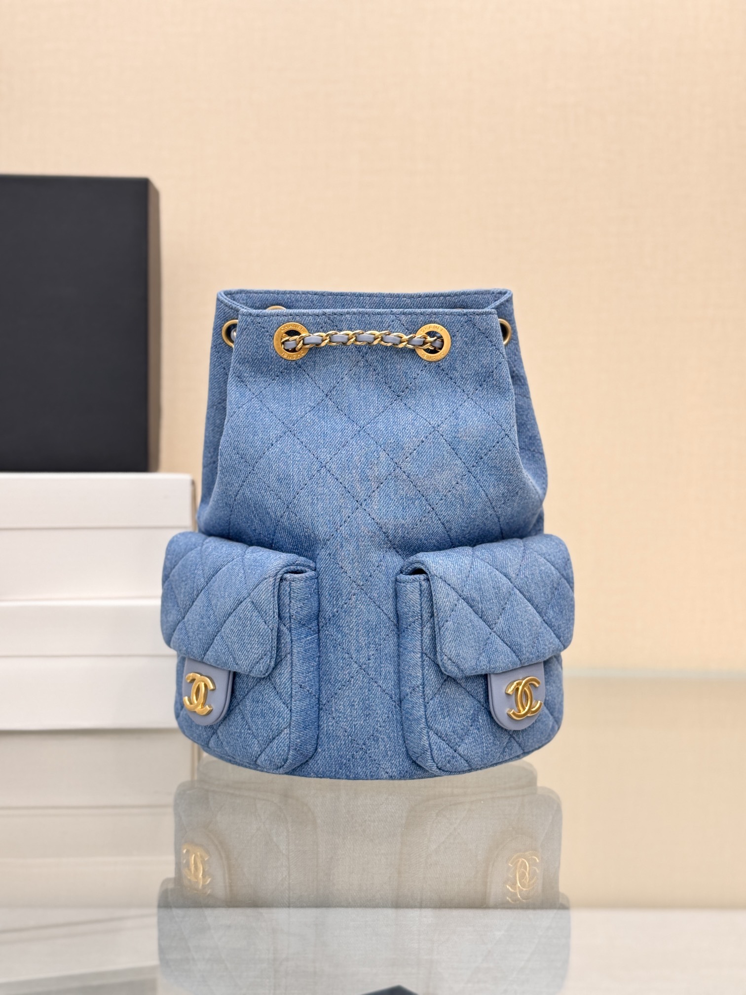 CHANEL 25C Double Pocket Double Backpack 18*24.5*8cm